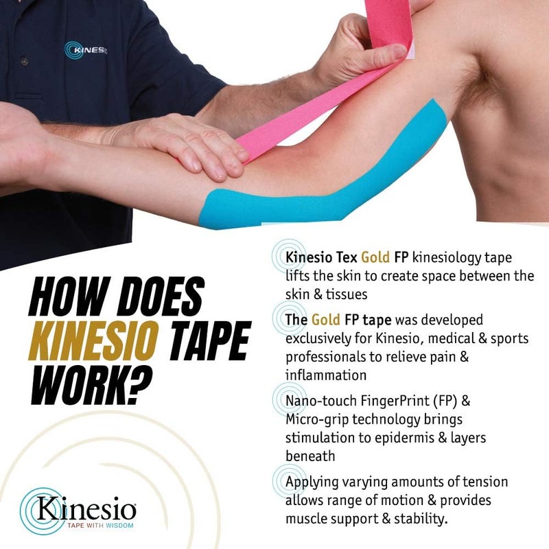 Kinesio Tex Gold FP Kinesiology Tape - 2" x 5.5 Yards, Blue - Image 2